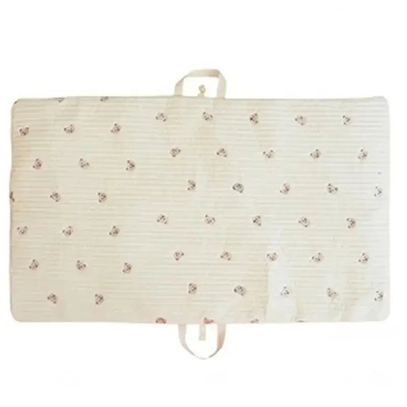Materasso Portatile "Teddy Ricami" per culla - in cotone naturale 65x115 cm