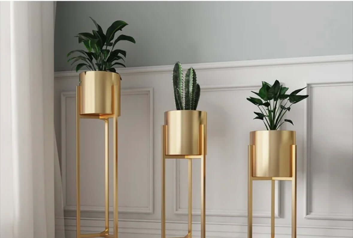 Treppiede Portapiante "Safari Gold" - placcato in oro resistente ad alte temperature - Per portare con design un tocco di verde nella tua abitazione