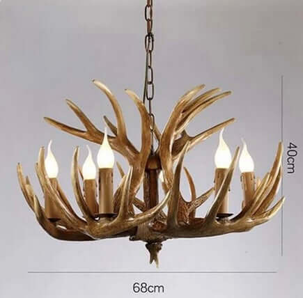 Lampadario in Stile Americano "USA Resort" - in Corno di Cervo laccato in Resina