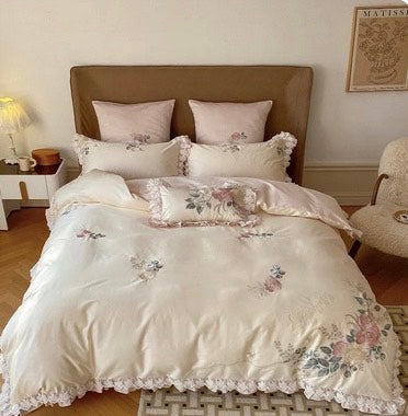 Set biancheria da Letto "Principessa Fiori e Pizzi" - Con ricami raffinati e delicati in temi floreali e merletti. Solo per piccole principesse!