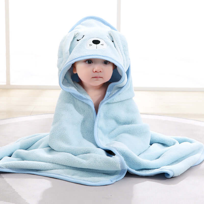 Accappatoio "Teddy" in Microfibra di Cotone (0-3 anni) - Il bagnetto non può essere più cute!