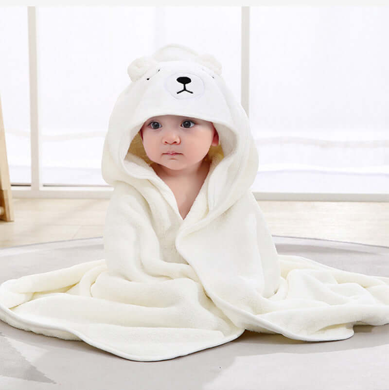 Accappatoio "Teddy" in Microfibra di Cotone (0-3 anni) - Il bagnetto non può essere più cute!