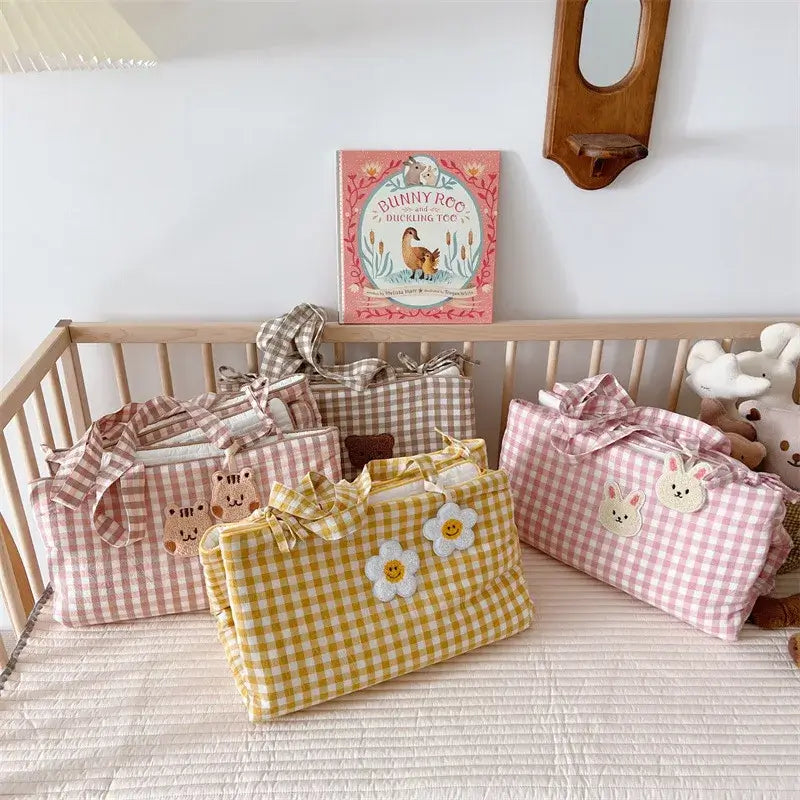 Materasso-Borsa Portatile  "Cute Teddy Furry" per Culla e Lettino - in cotone naturale