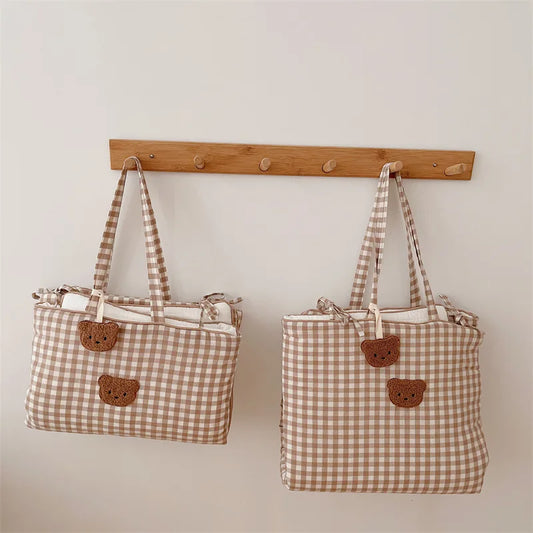 Materasso-Borsa Portatile  "Cute Teddy Furry" per Culla e Lettino - in cotone naturale