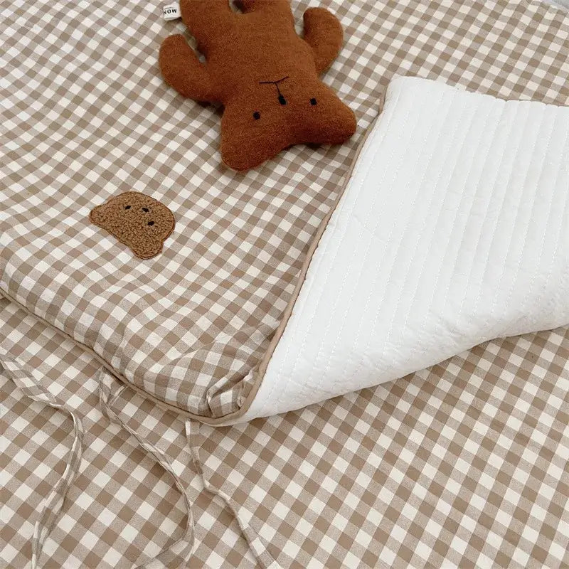 Materasso-Borsa Portatile  "Cute Teddy Furry" per Culla e Lettino - in cotone naturale