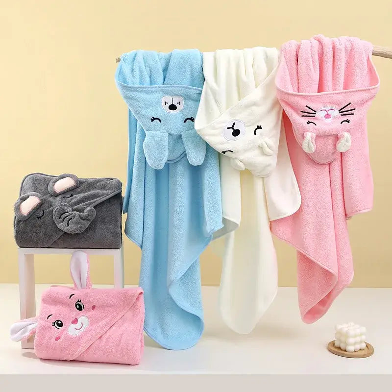 Accappatoio "Teddy" in Microfibra di Cotone (0-3 anni) - Il bagnetto non può essere più cute!