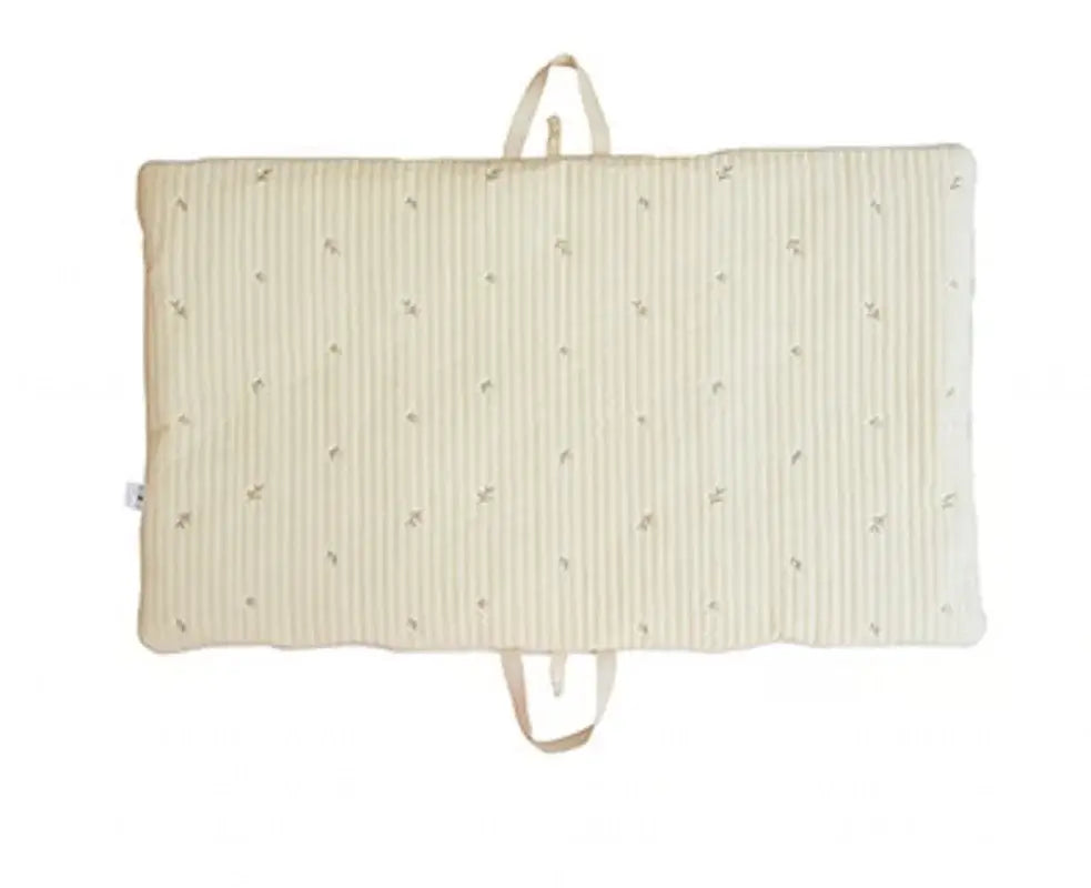Materasso Portatile "Teddy Ricami" per culla - in cotone naturale 65x115 cm