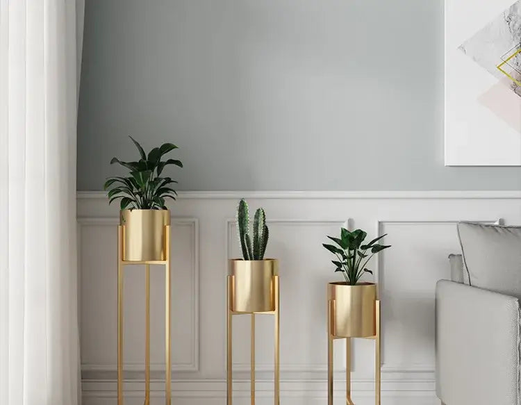 Treppiede Portapiante "Safari Gold" - placcato in oro resistente ad alte temperature - Per portare con design un tocco di verde nella tua abitazione