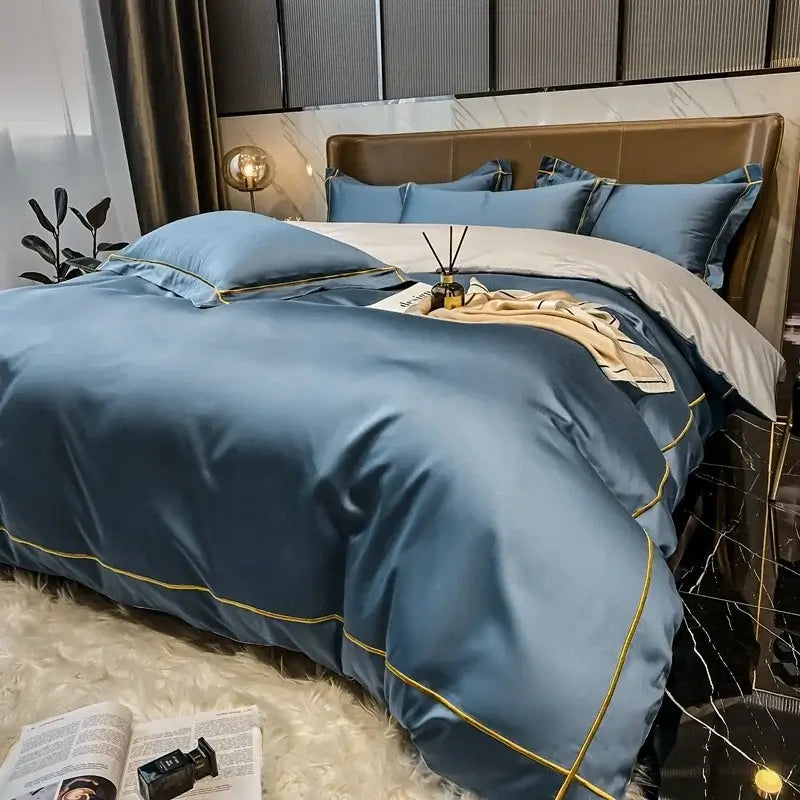 Set Biancheria Letto "Minimal Nizza" - in Cotone Egiziano Premium e Ricamo Geometrico Minimal.